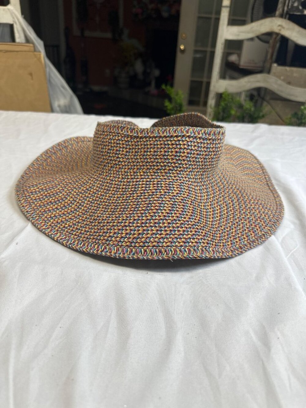 san diego hat co ultra braid large brim visor  multicolored rainbow braided ,sun